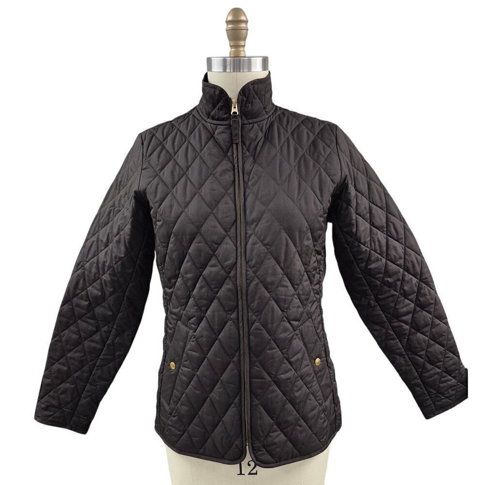 Lands End Quilted Polyester Dark Brown /Pink Lining Jacket Women Sz S 6-8 NWOT